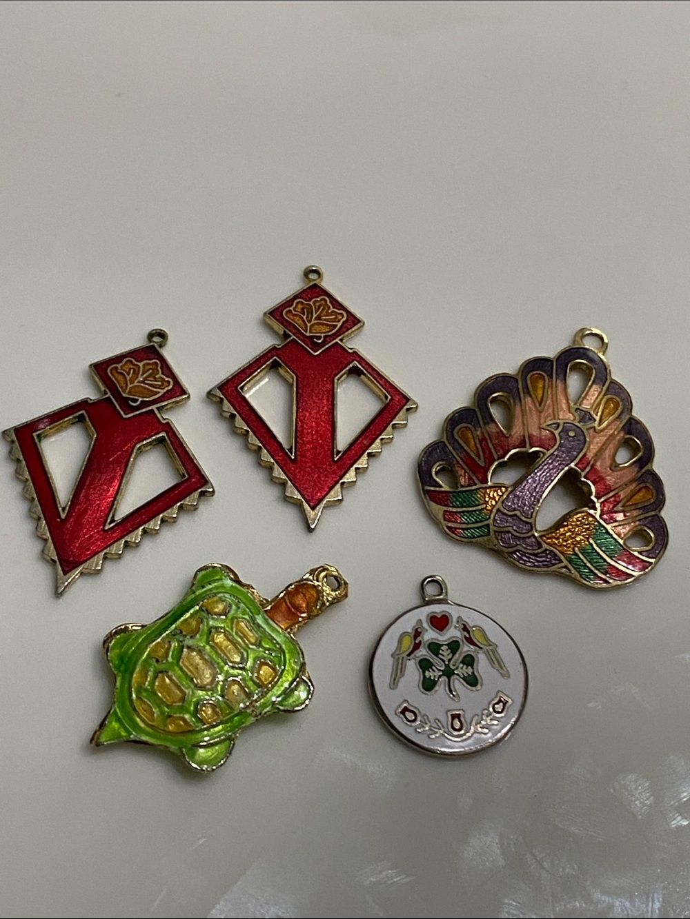 VTG Cloisonne enamel Charm Lot